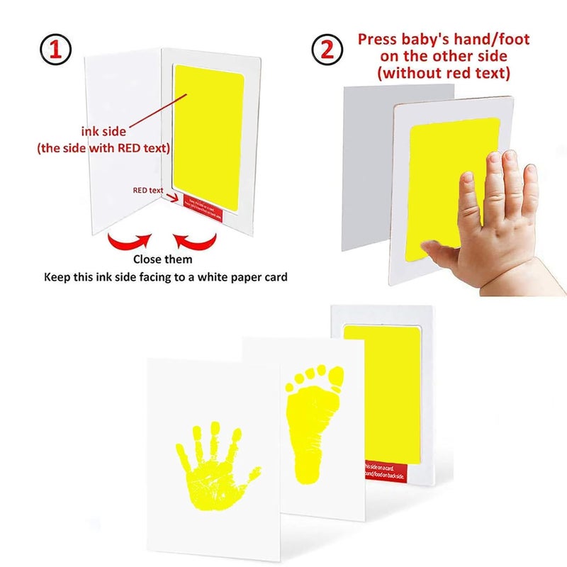LelonHo Inkless Hand and Footprint Kit Clean Touch Ink Pad for Newborn Baby Pet Paw Print Kit(4 Ink Pads,8 Imprint Cards) (4 Pack Yellow) - Image 4